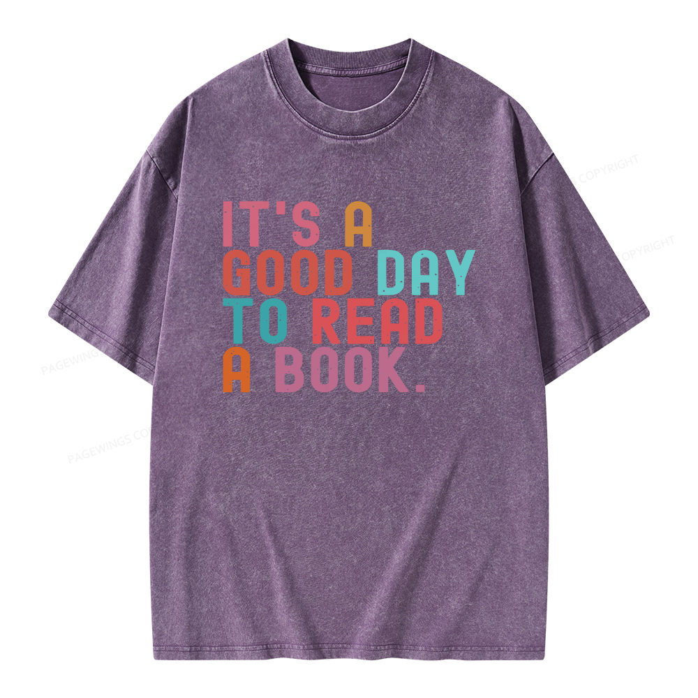 Pagewings It's Good Day to Read A Book Unisex Washed T-shirt