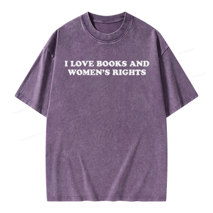 Pagewings I Love Books And Women's Rights Unisex Washed T-shirt