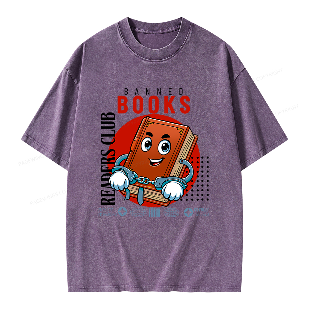 Pagewings Banned book readers club Unisex Washed T-shirt