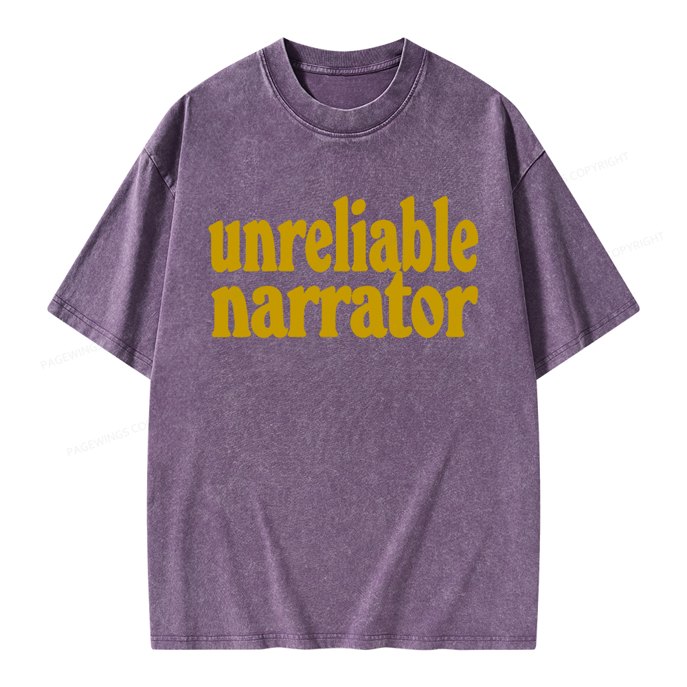 Pagewings Unreliable Narrator Unisex Washed T-shirt