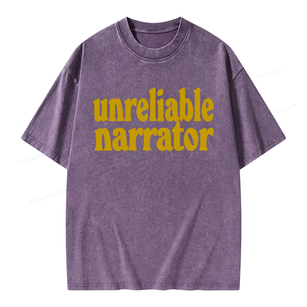 Pagewings Unreliable Narrator Unisex Washed T-shirt