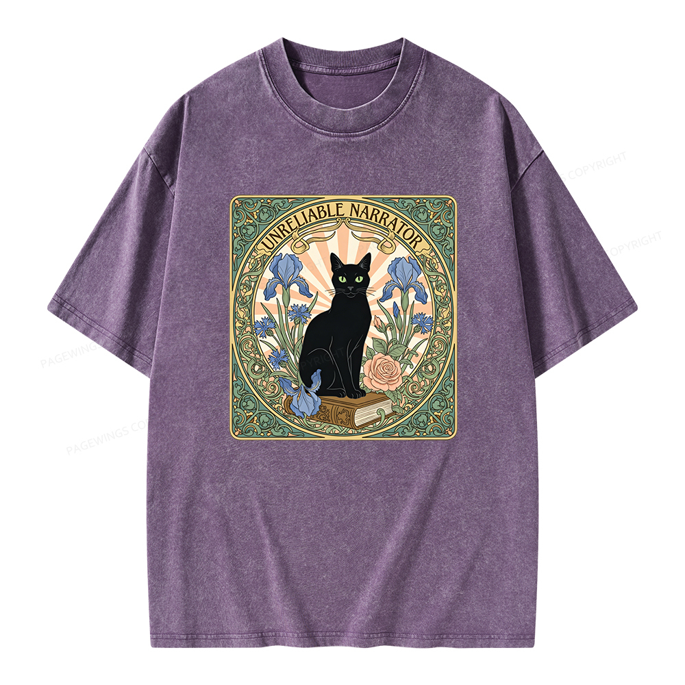 Pagewings Unreliable Narrator Unisex Washed T-shirt