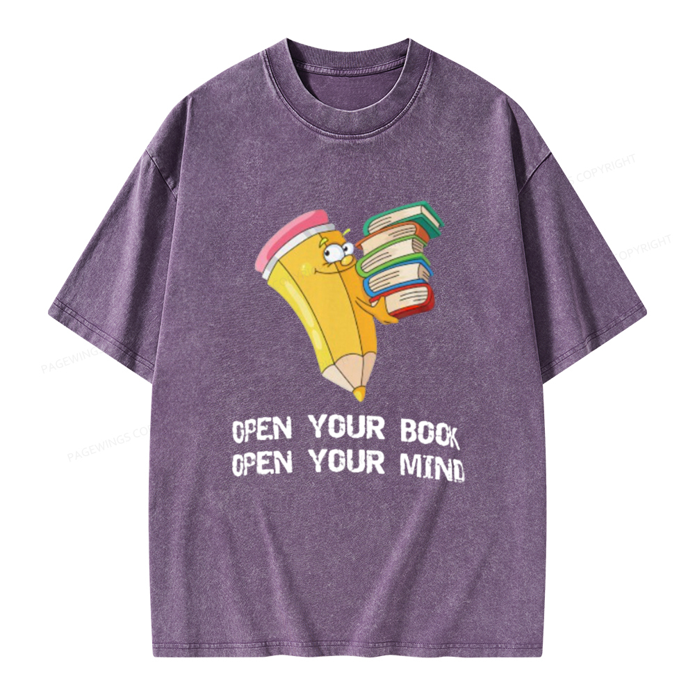 Pagewings Open Your Book Open Your Mind Unisex Washed T-shirt
