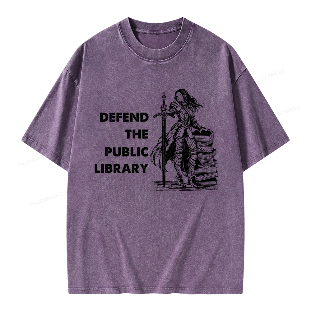 Pagewings Defend The Public Library Unisex Washed T-shirt