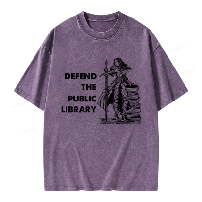 Pagewings Defend The Public Library Unisex Washed T-shirt
