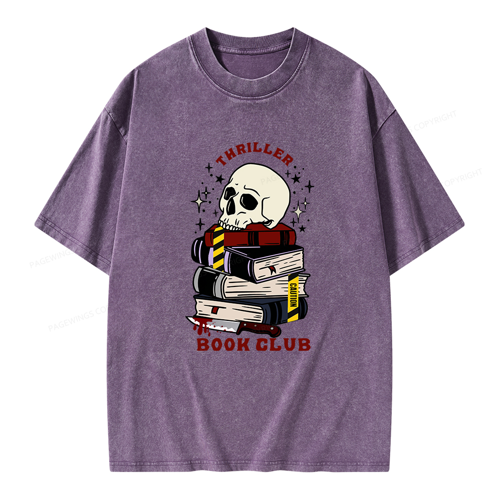 Pagewings Thriller Book Club Unisex Washed T-shirt