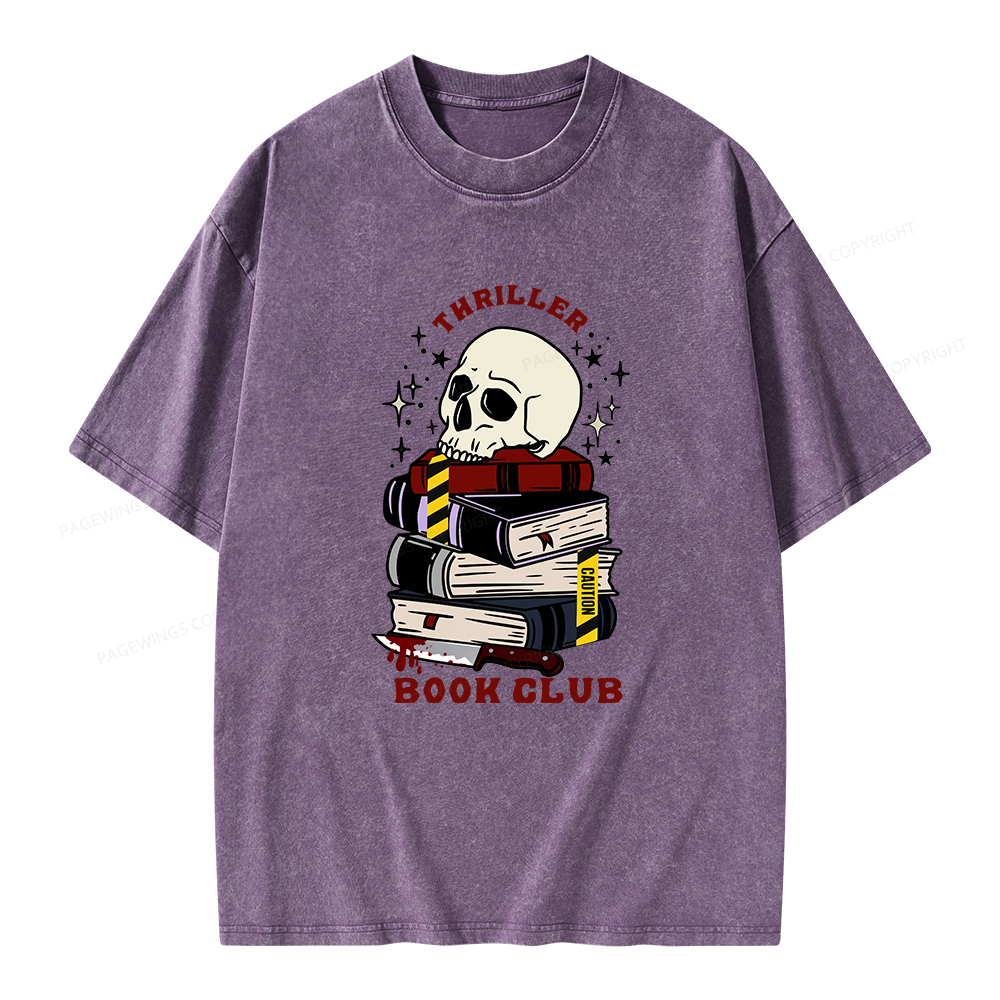 Pagewings Thriller Book Club Unisex Washed T-shirt