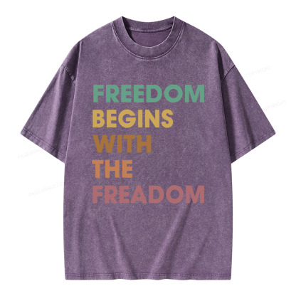 Pagewings Freedom Begins With The Freadom Unisex Washed T-shirt