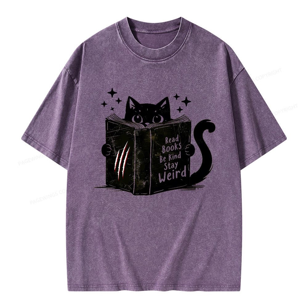 Pagewings Read Books Be Kind Stay Weird Unisex Washed T-shirt