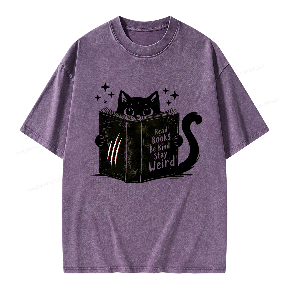 Pagewings Read Books Be Kind Stay Weird Unisex Washed T-shirt