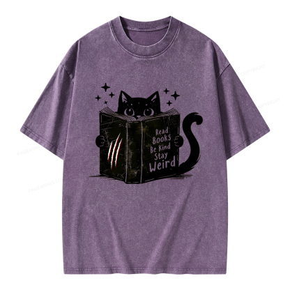 Pagewings Read Books Be Kind Stay Weird Unisex Washed T-shirt