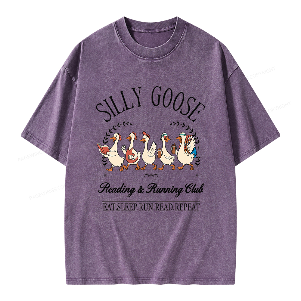 Pagewings  Silly Goose Reading And Running Club Unisex Washed T-shirt