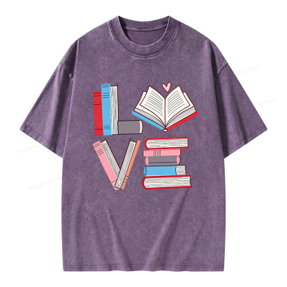 Pagewings  Books Lovers Valentines Unisex Washed T-shirt