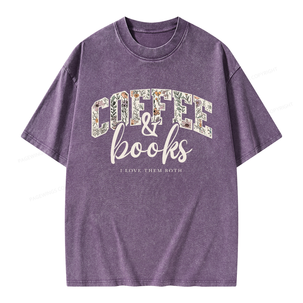 Pagewings Coffee And Books Unisex Washed T-shirt