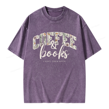 Pagewings Coffee And Books Unisex Washed T-shirt