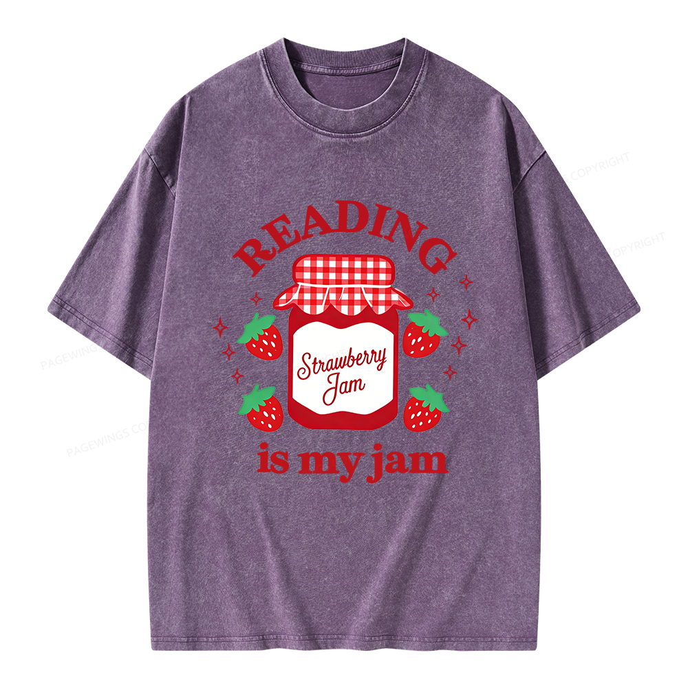 Pagewings Valentines Day Reading is My Jam Unisex Washed T-shirt
