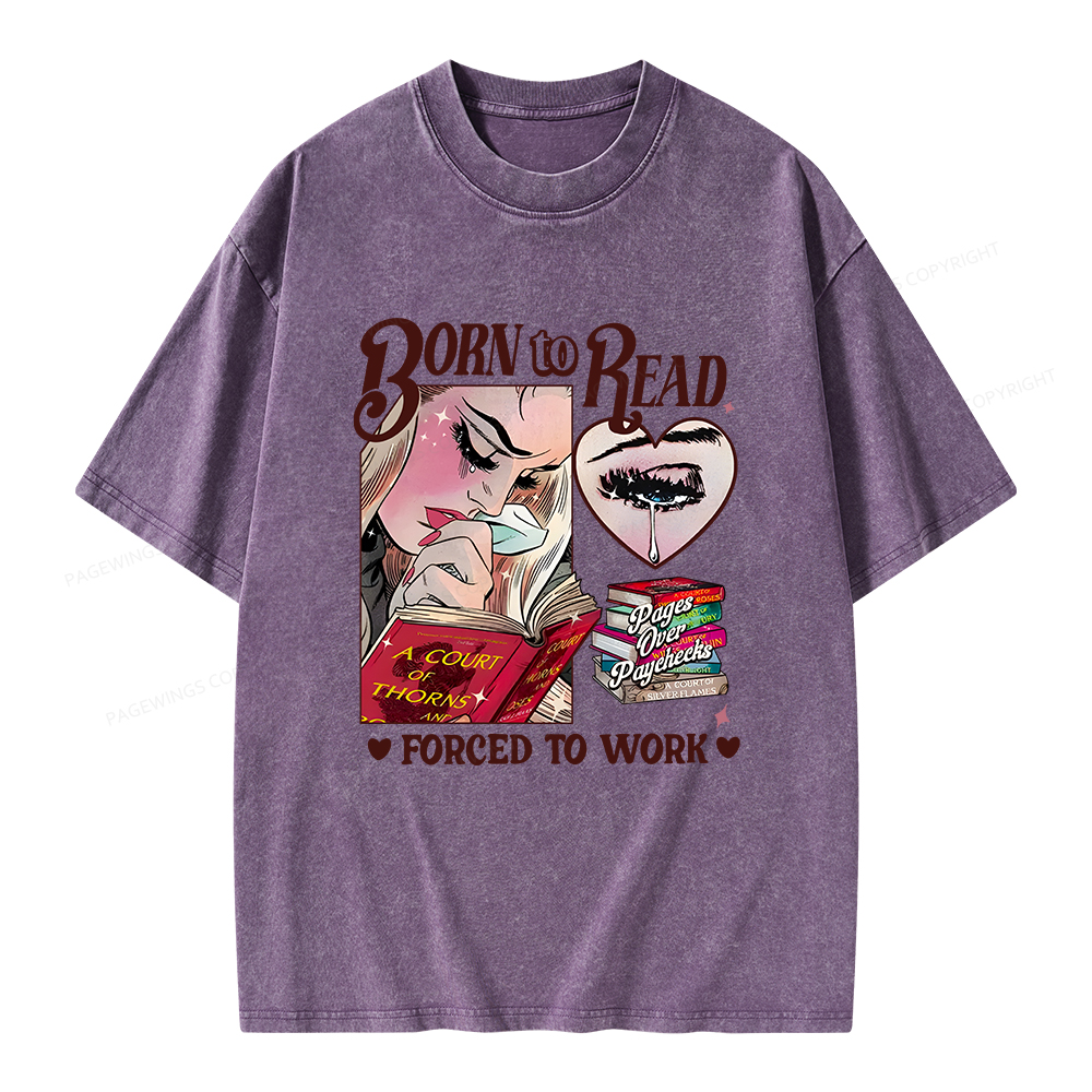 Pagewings Born To Read Bookish Unisex Washed T-shirt
