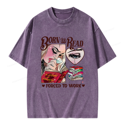 Pagewings Born To Read Bookish Unisex Washed T-shirt