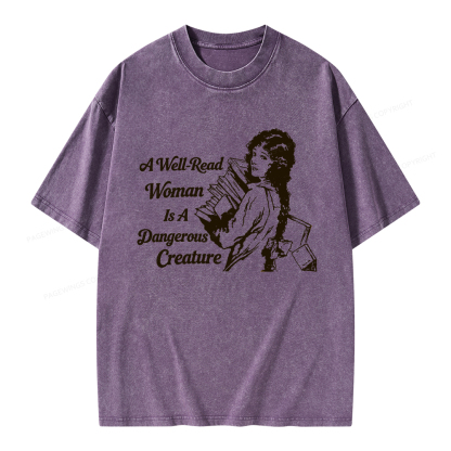 Pagewings A Well-Read Woman Is A Dangerous Creature Unisex Washed T-shirt