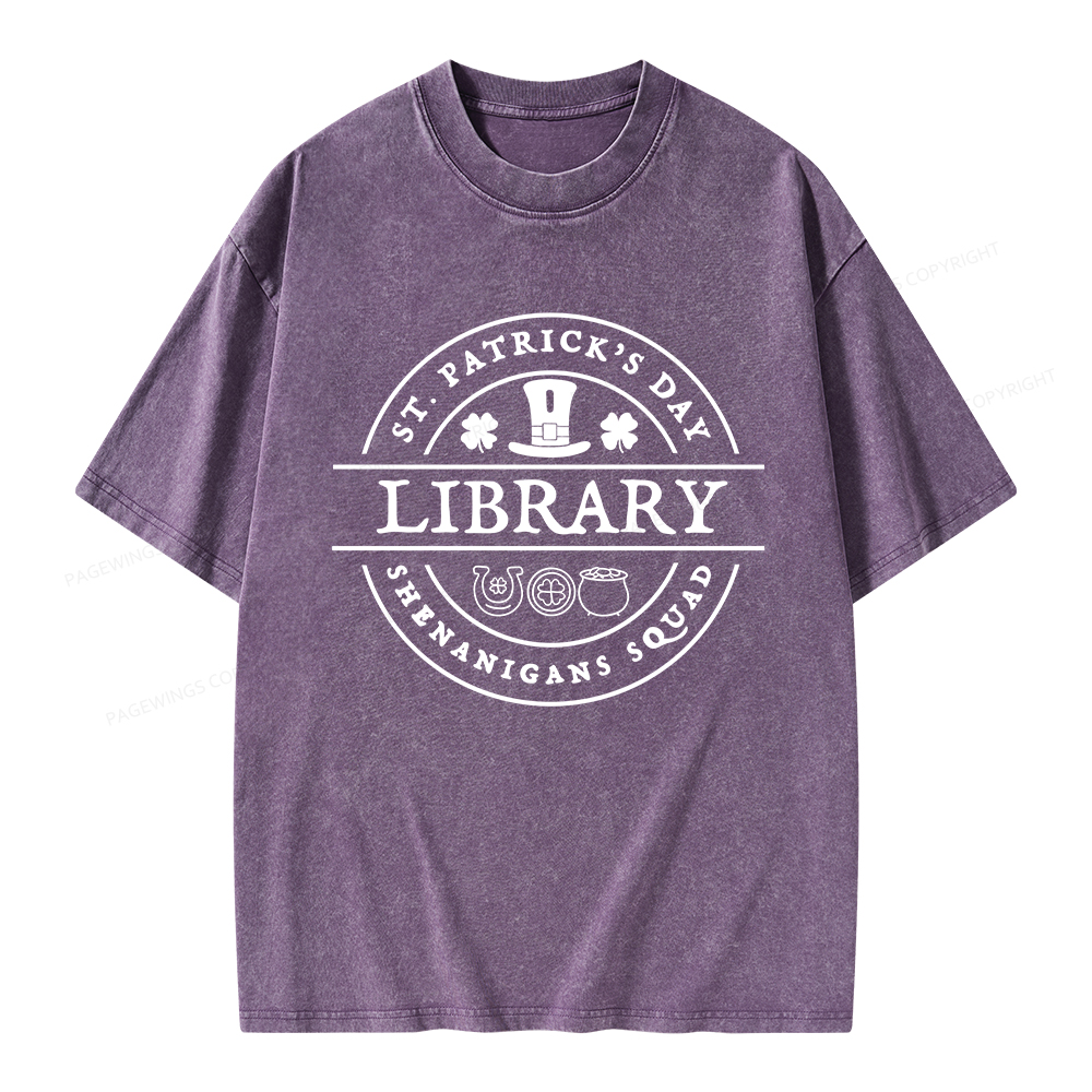 Pagewings St. Patrick's Day Library Unisex Washed T-shirt