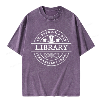 Pagewings St. Patrick's Day Library Unisex Washed T-shirt
