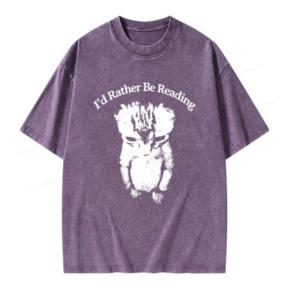 Pagewings I’d Rather Be Reading Unisex Washed T-shirt
