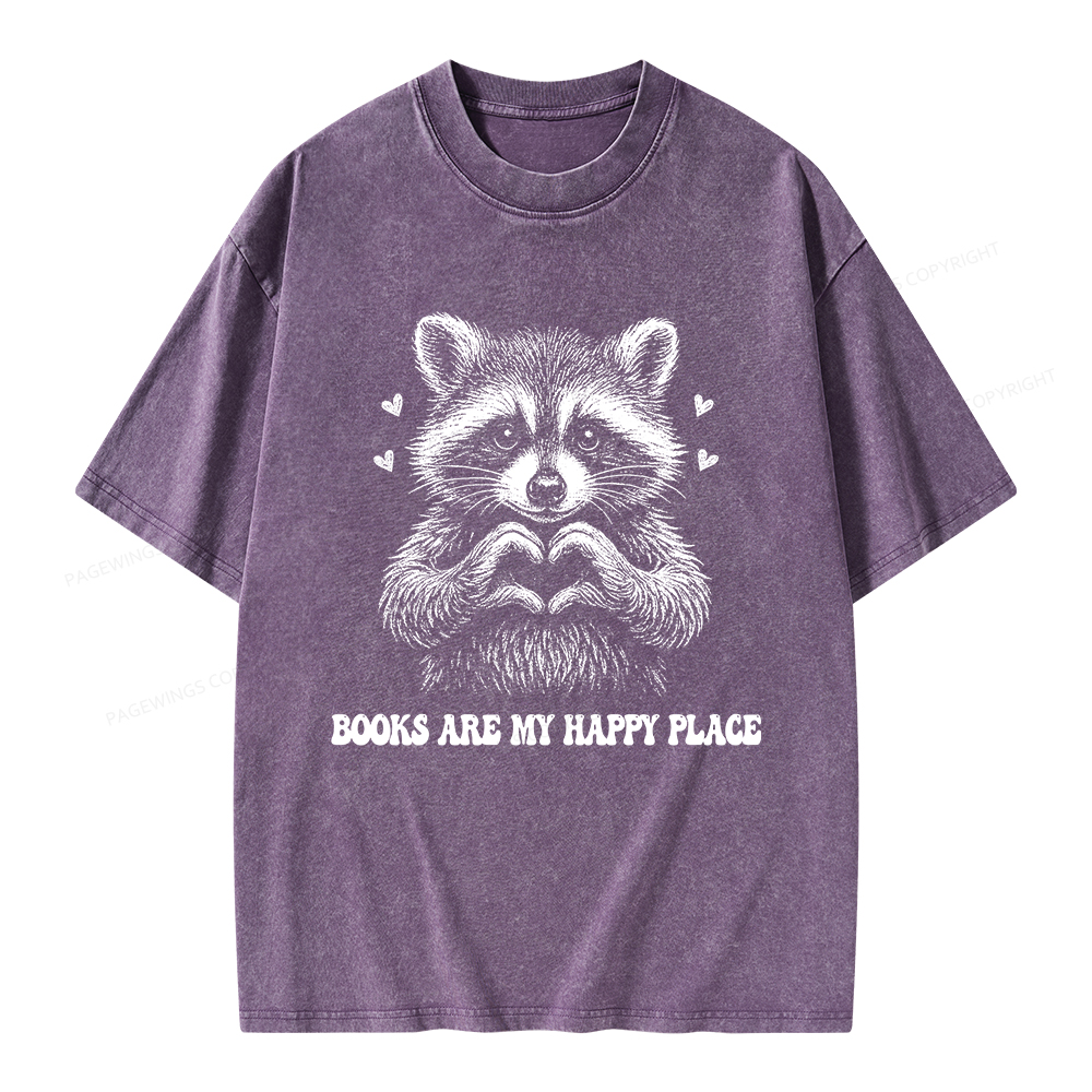 Pagewings Books are My Happy Place Unisex Washed T-shirt