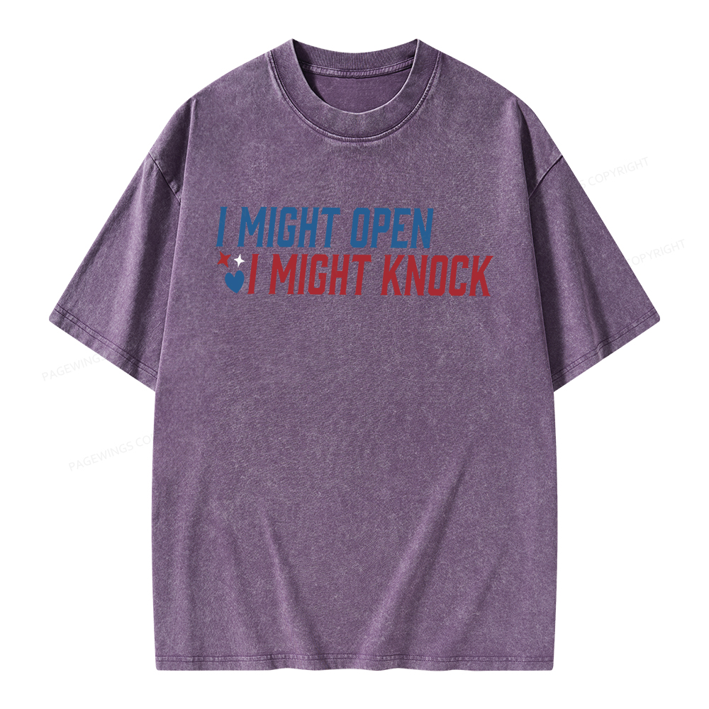 Pagewings I Might Knock Unisex Washed T-shirt
