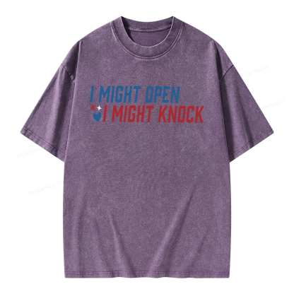 Pagewings I Might Knock Unisex Washed T-shirt