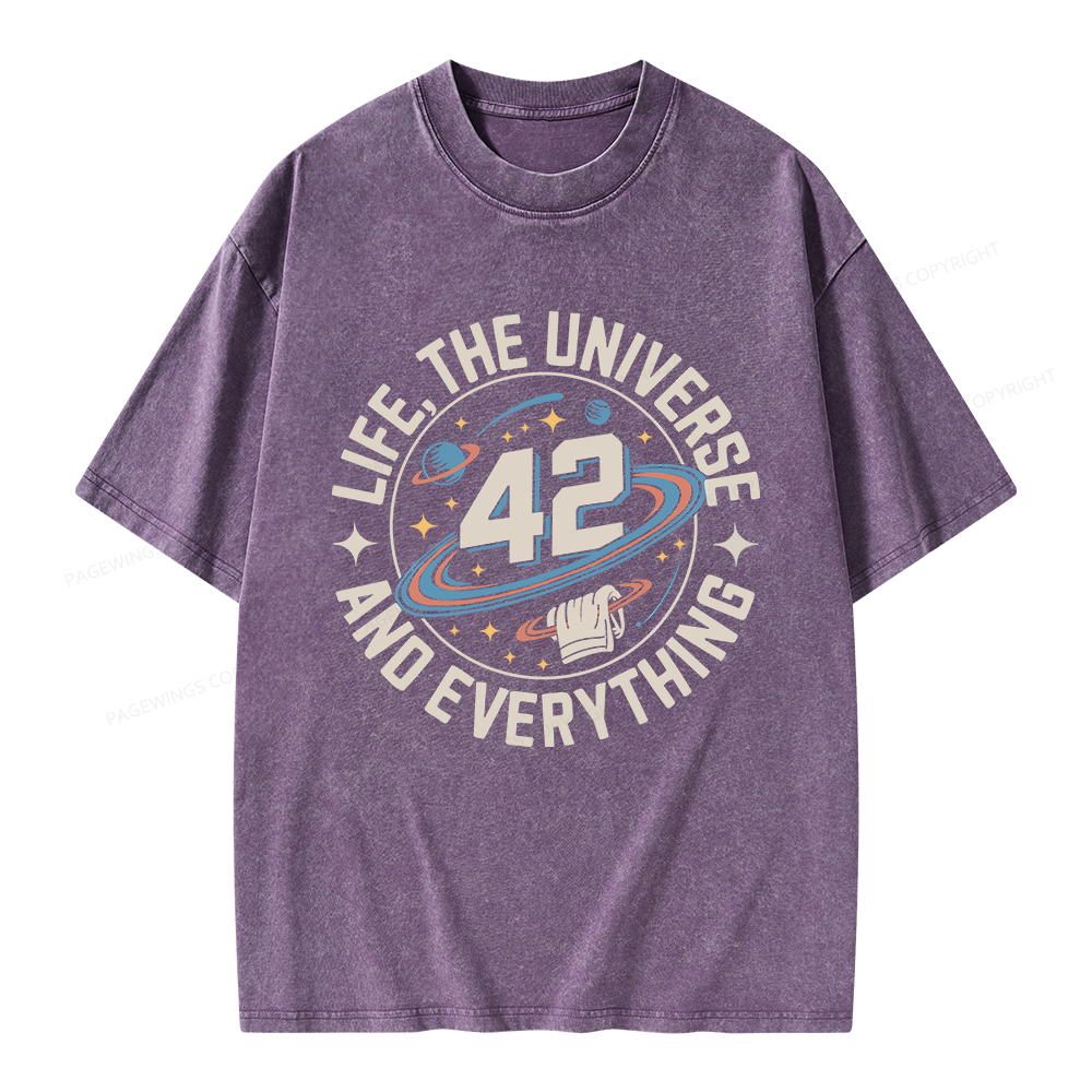 Pagewings Life The Universe And Everything Unisex Washed T-shirt