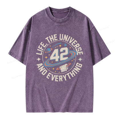 Pagewings Life The Universe And Everything Unisex Washed T-shirt