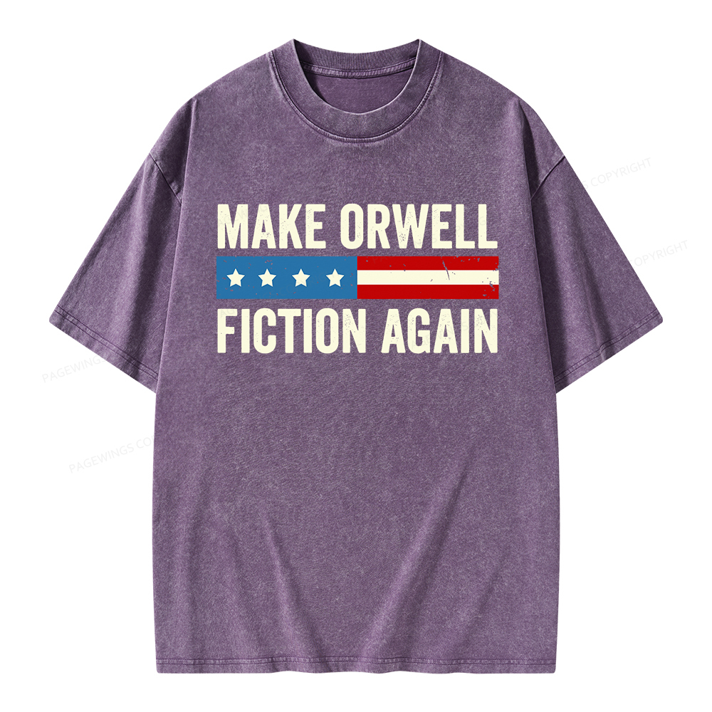 Pagewings Make Orwell Fiction Again Unisex Washed T-shirt