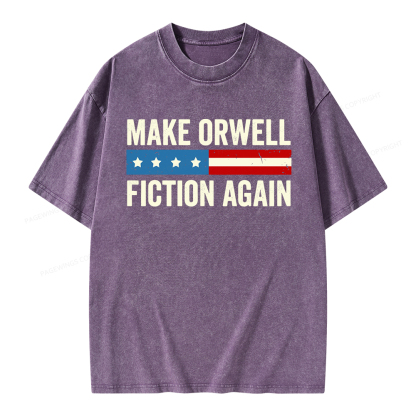 Pagewings Make Orwell Fiction Again Unisex Washed T-shirt