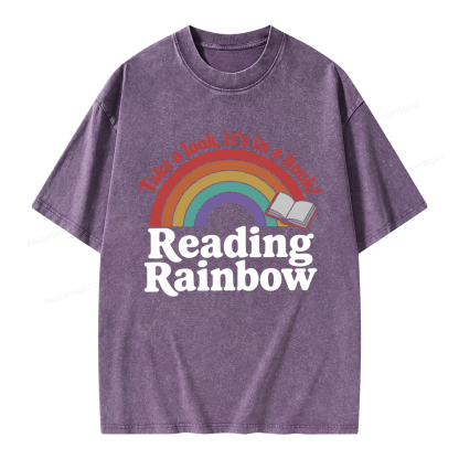 Pagewings Reading With Rainbow Unisex Washed T-shirt