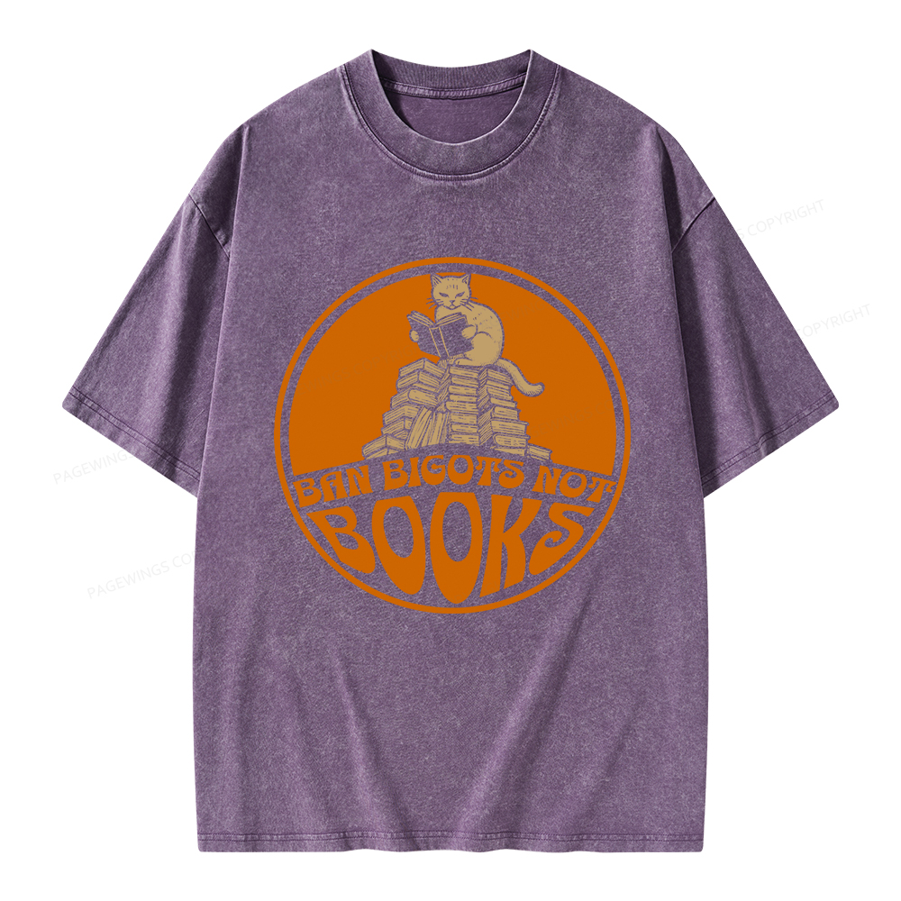 Pagewings Ban Bigots Not Books Unisex Washed T-shirt