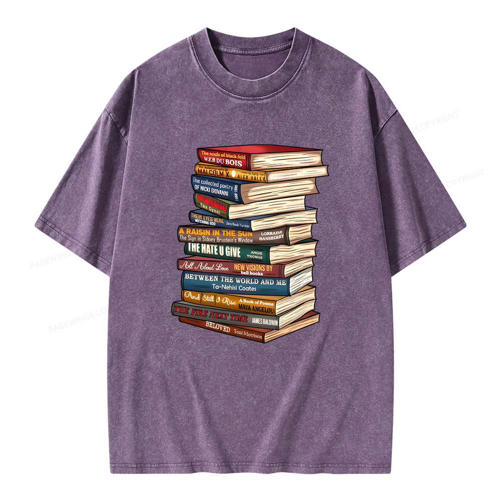 Pagewings Black History Month Books Unisex Washed T-shirt
