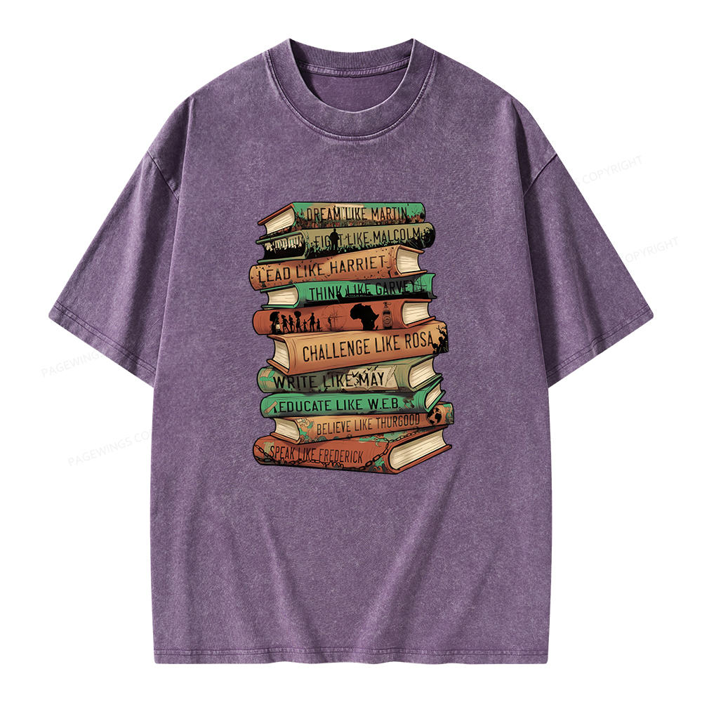 Pagewings Black History Month Books Unisex Washed T-shirt