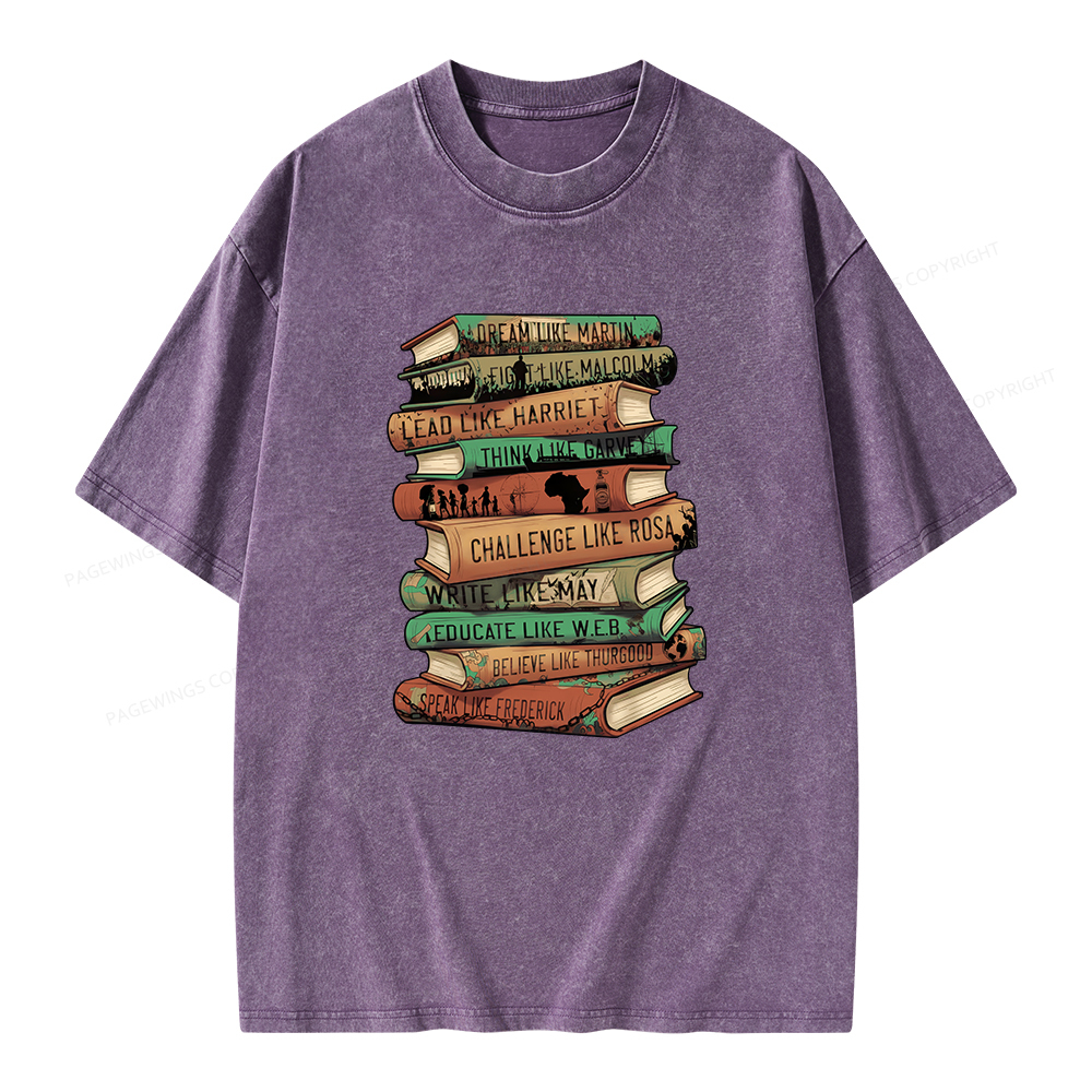 Pagewings Black History Month Books Unisex Washed T-shirt