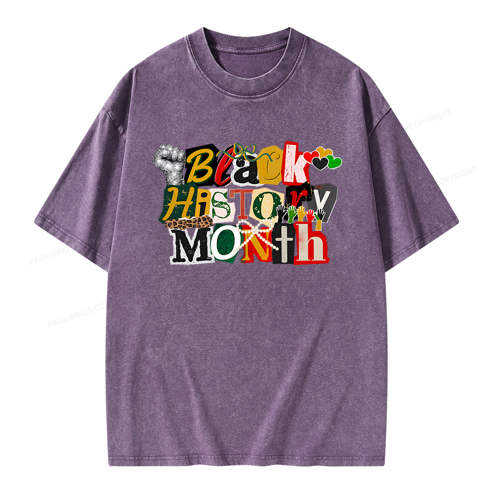 Pagewings Black History Month Unisex Washed T-shirt