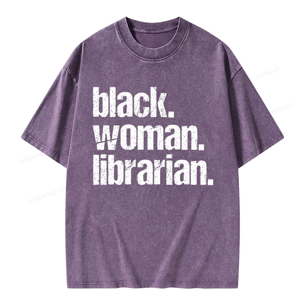 Pagewings Black Woman Librarian Unisex Washed T-shirt