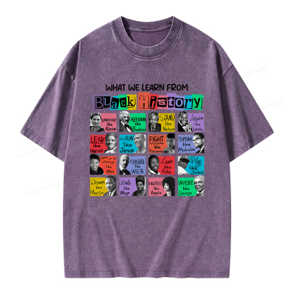 Pagewings What We Learn From Black History Unisex Washed T-shirt