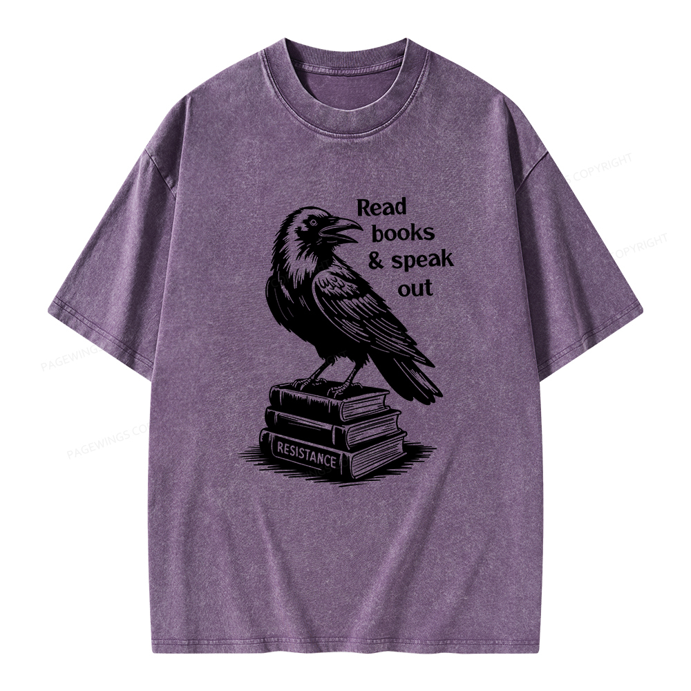 Pagewings Read Books Speak Out Unisex Washed T-shirt
