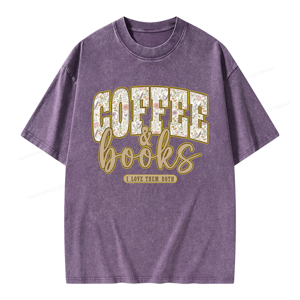 Pagewings Coffee and Books Unisex Washed T-shirt