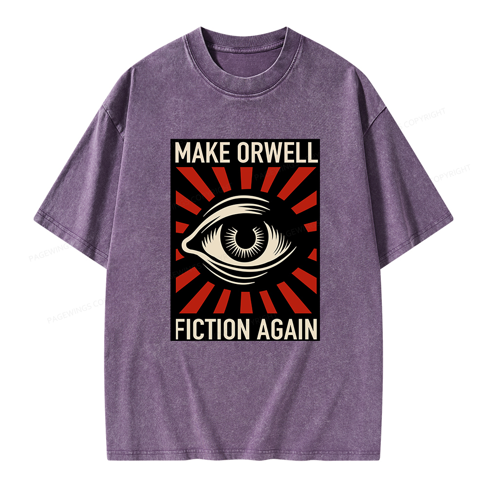Pagewings Make Orwell Fiction Again Unisex Washed T-shirt