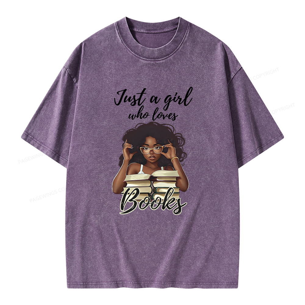 Pagewings Black Girl Reading Unisex Washed T-shirt