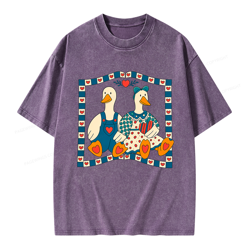 Pagewings Vintage Bookish Goose Unisex Washed T-shirt