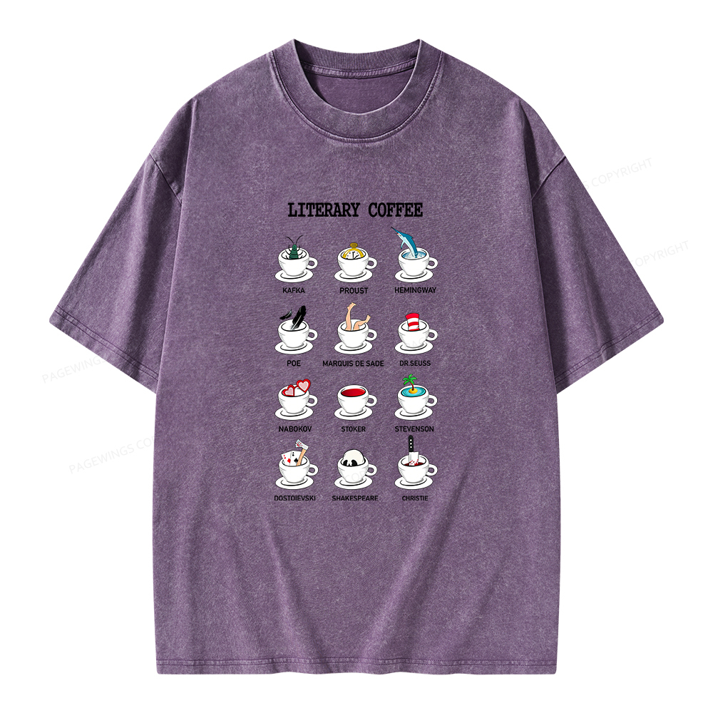 Pagewings Literary Coffee Unisex Washed T-shirt