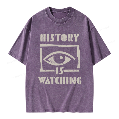 Pagewings History Is Watching Unisex Washed T-shirt
