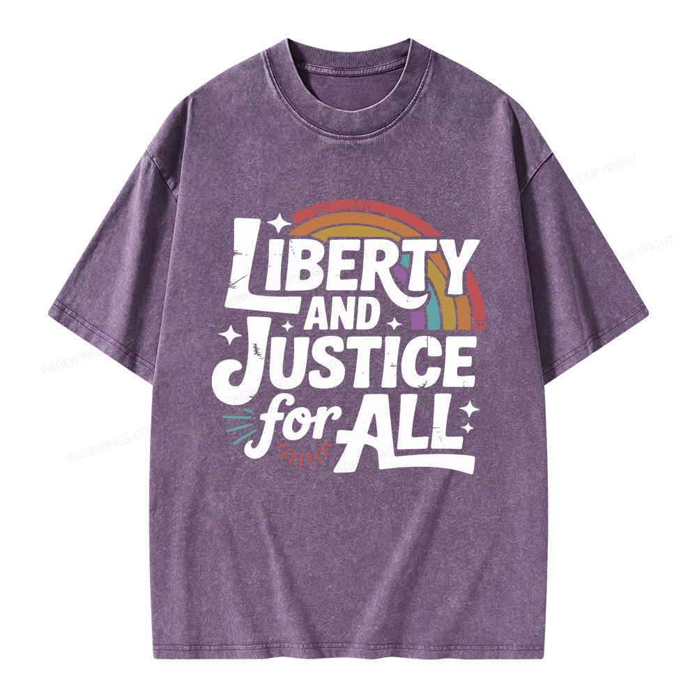 Pagewings Liberty And Justice For All Unisex Washed T-shirt