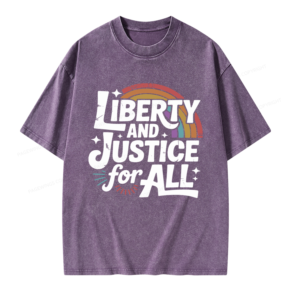 Pagewings Liberty And Justice For All Unisex Washed T-shirt